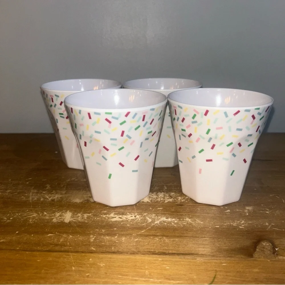 Crate & Barrel Colorful Sprinkle Patterned Cups